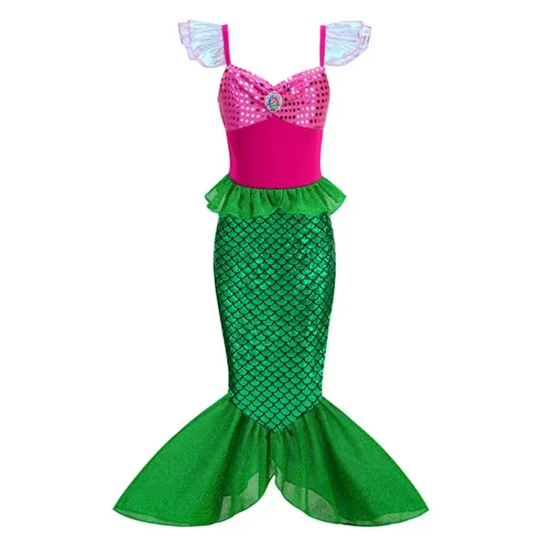 Little Mermaid Ariel Costume for Girl Dress up Party Children Flounce Sequin Disguise Halloween Princess Mermaid Apparel Outfits Trikidsworld