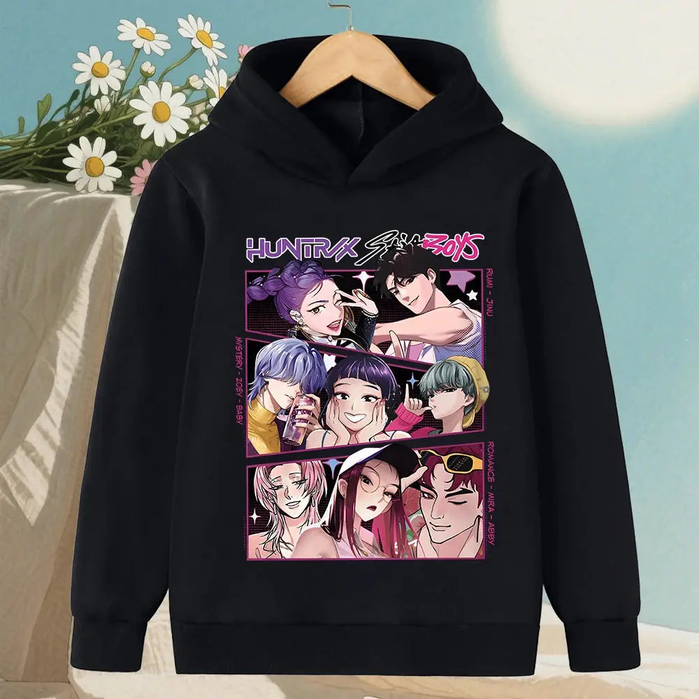 KPop Demon Hunter Rumi Derpy Cartoon Girls Boy Hooded Sweatshirt Warm Children's Wave Fashion Casual Tops Casual Girls Clothing Trikidsworld