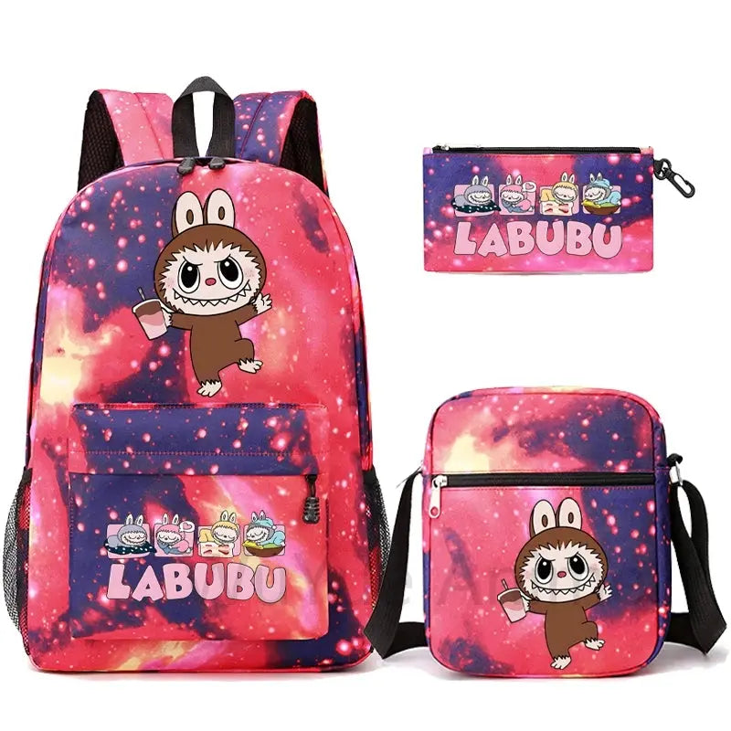 3Pcs/set Cartoon Printed Backpack Teenager Student Boy Girl Schoolbag Larger Capacity Bagpack Travel Bag Kid Gift Mochila Trikidsworld