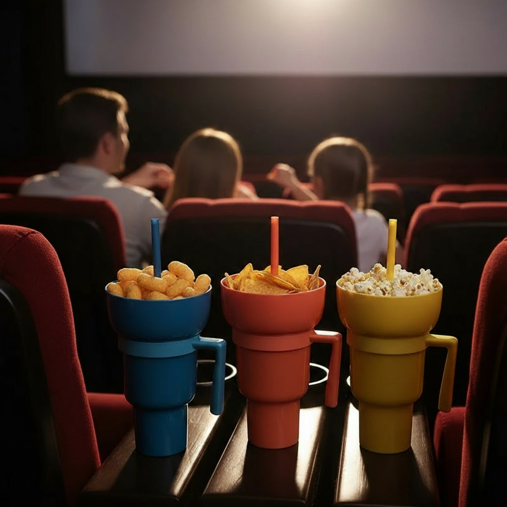 New 2 IN 1 Creative Popcorn Snack Cup Integrated Beverage Cup With Handle Portable Beverage Cup Novel Design And Many Functions Trikidsworld