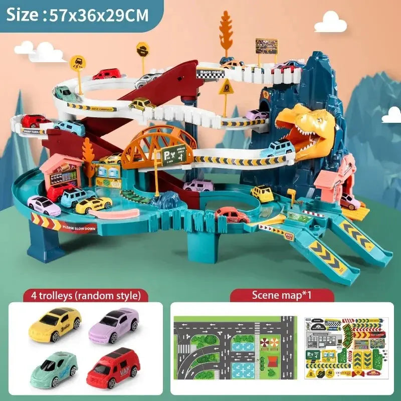 Electric Dinosaur Mountain Track Car Adventure Game Racing Rail Car Toys Track Interactive Train Children's Educational Toys Trikidsworld