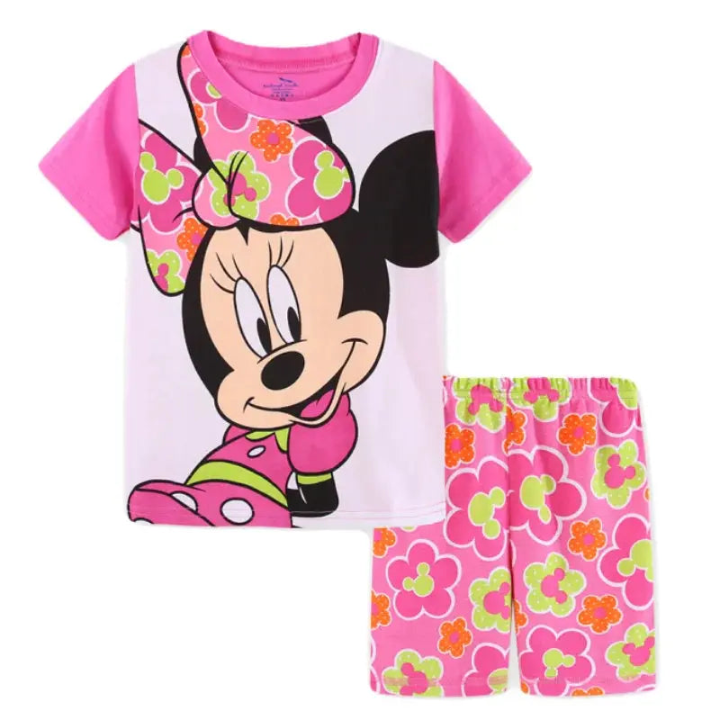 Summer Kids Pyjamas Children Sleepwear Baby Set Elsa Girls Minnie Short sleeved Pijamas Cotton Nightwear Clothes Pajamas Sets Trikidsworld