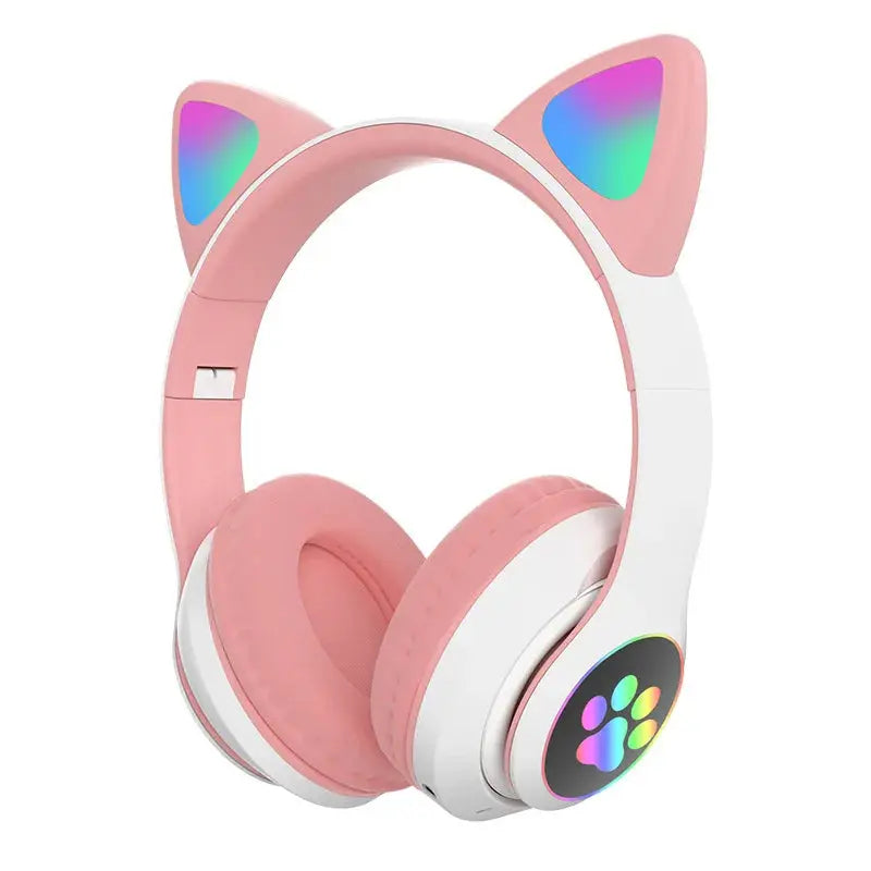 P47M Wireless Headphone Flash Light Cute Cat Bluetooth with Mic Control LED Stereo Music Helmet Phone Bluetooth Headset Gift Trikidsworld