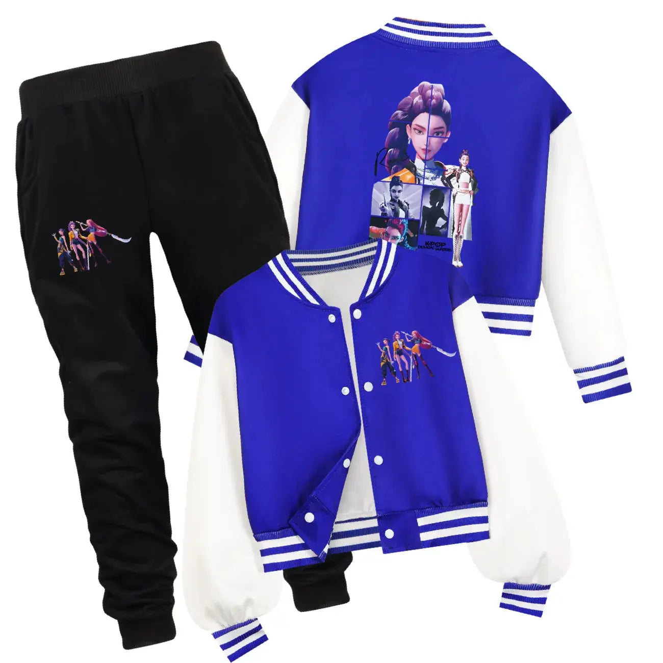 Kids Cartoon KPop Demon Hunters Huntrix Printed Baseball Uniform Hoodie + Pants Spring/Fall Clothing Boys and Girls Tracksuit Trikidsworld