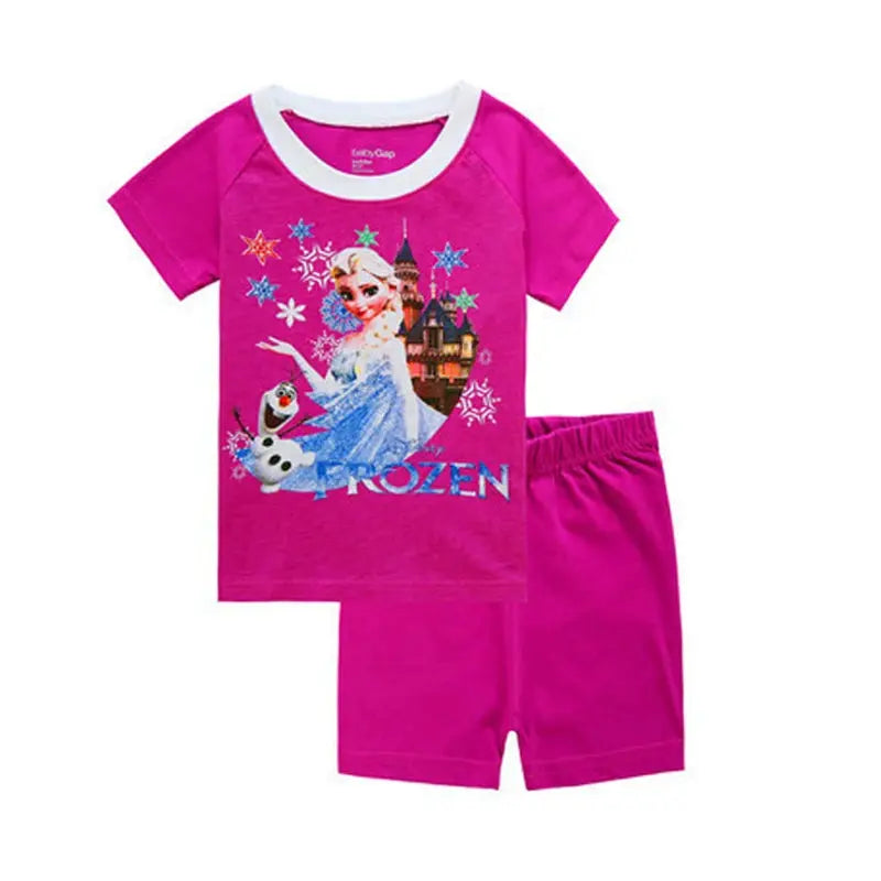 Summer Kids Pyjamas Children Sleepwear Baby Set Elsa Girls Minnie Short sleeved Pijamas Cotton Nightwear Clothes Pajamas Sets Trikidsworld
