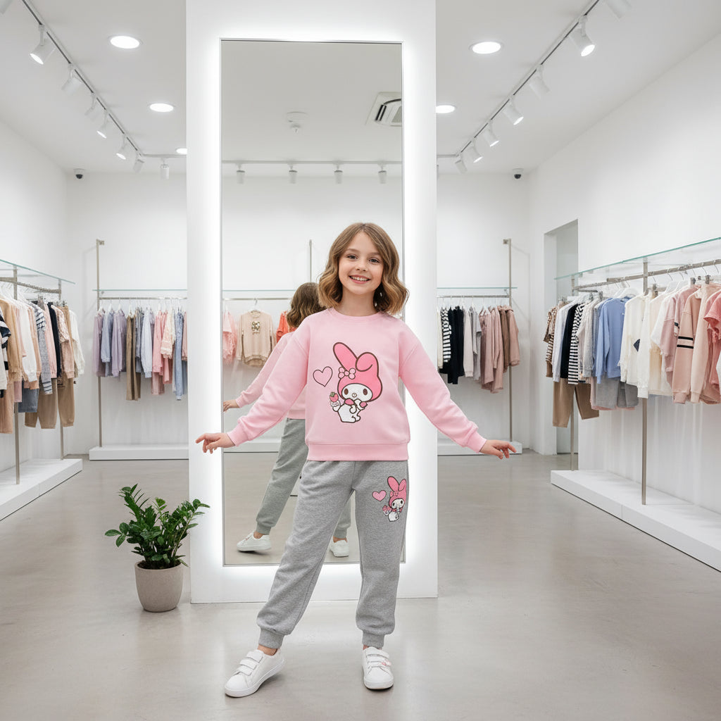 Autumn Baby Girl Clothes Set Children Sanrio My Melody Cartoon Print Sweatshirt and Pants 2 Pieces Suit Kid Long Sleeved Suit Trikidsworld