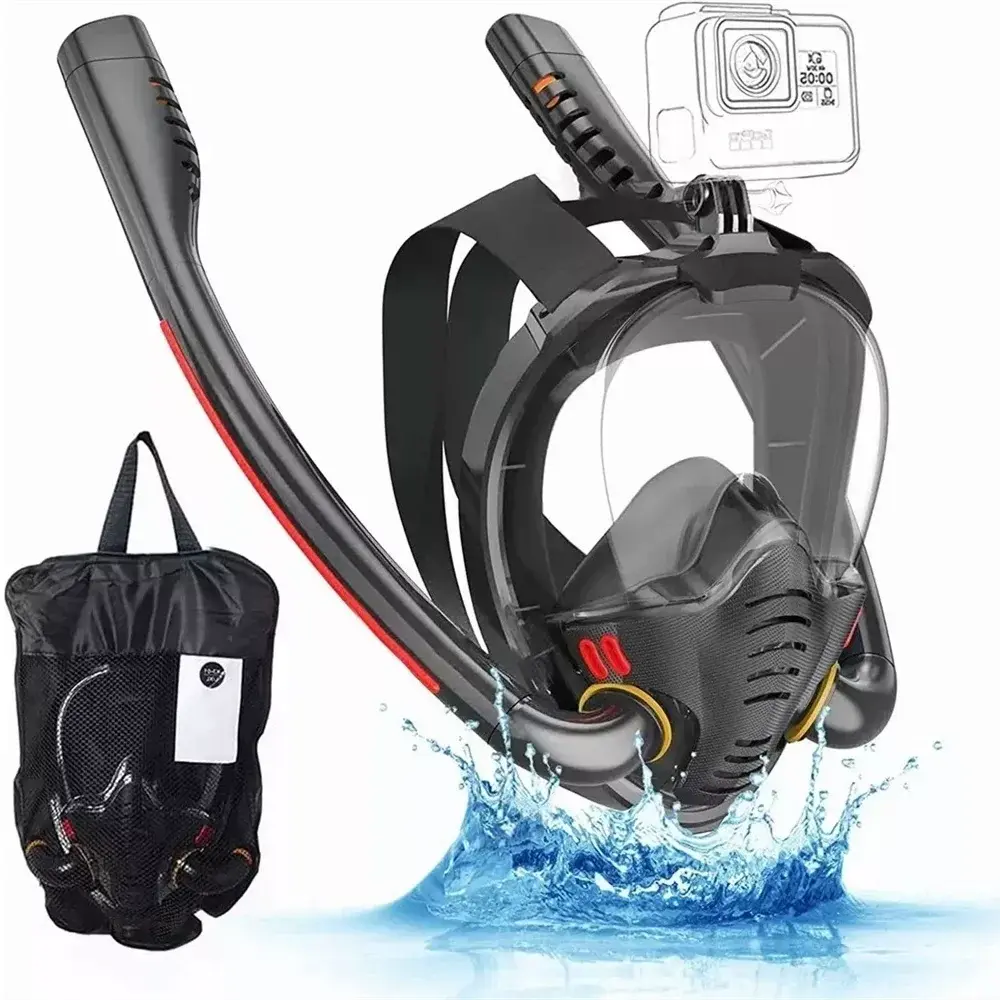 Snorkeling Mask Double Tube Silicone Full Dry Diving Mask Adult Swimming Mask Diving Goggles Self Contained Underwater Breathing Trikidsworld