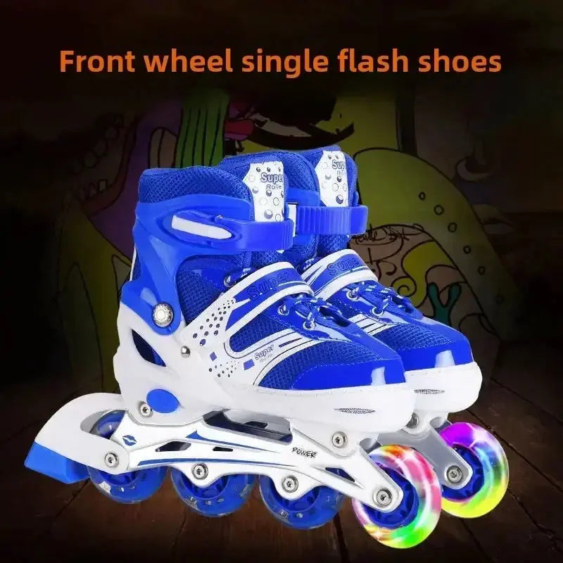 Kids Flashing Inline Roller Skates – 4 Wheels, Adjustable Sizes Trikidsworld