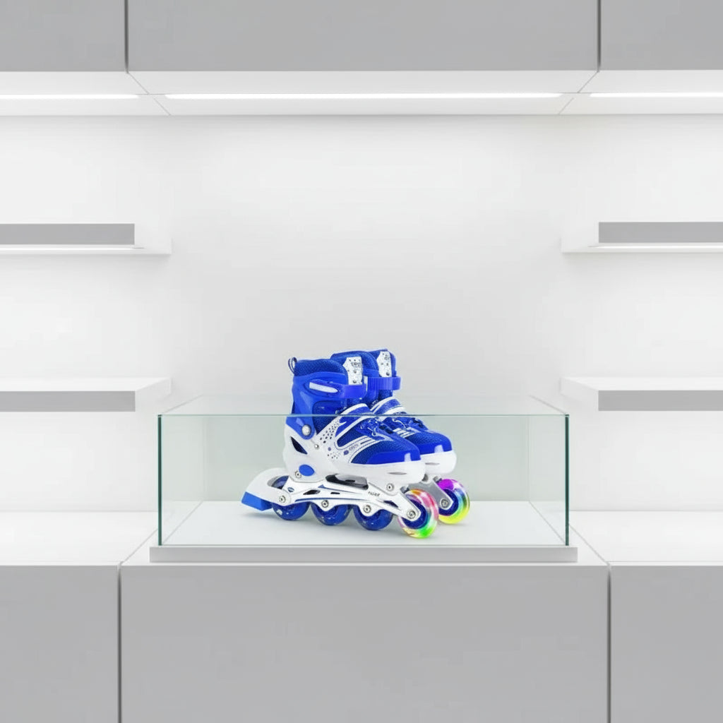 Kids Flashing Inline Roller Skates – 4 Wheels, Adjustable Sizes Trikidsworld