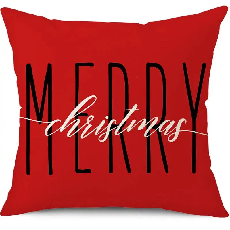 45cm Merry Christmas Cushion Cover Pillowcase 2024 Christmas Decorations for Home Ornament Happy New Year Christmas Decor 2025 Trikidsworld