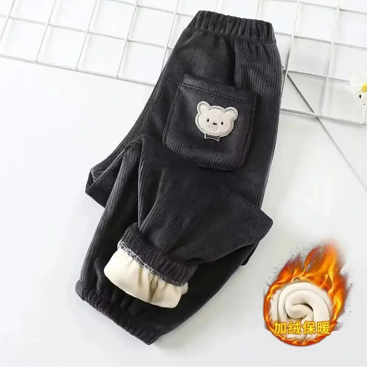 Kids Warm Pants Autumn Winter Girls Thicken Trousers Baby Boys Cute Bear Print Children Casual Harem Pants Trikidsworld