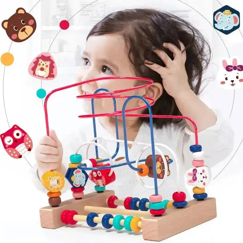 Montessori Wooden Bead Maze & Abacus Toy for Toddlers 1–3 Years Trikidsworld