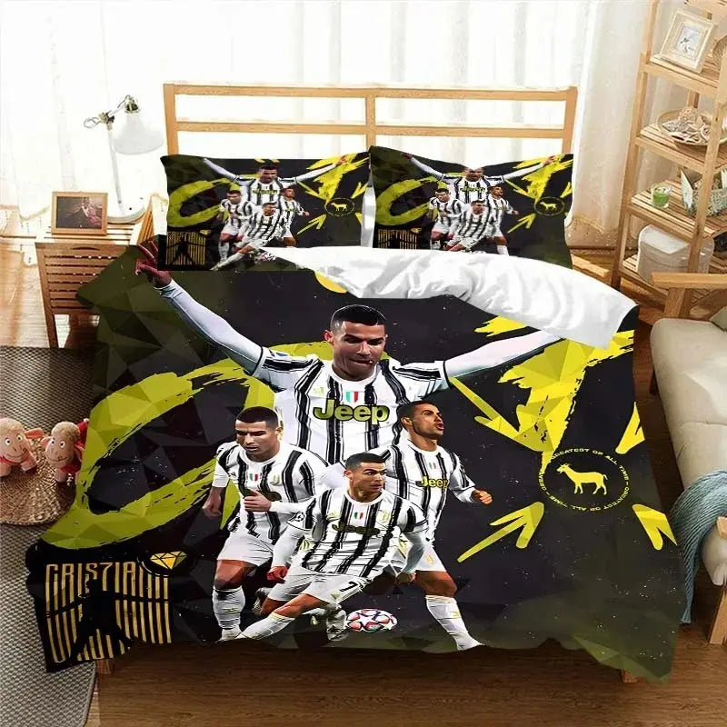 Football Star CR7 Soccer Bedding Set Boys Girls Twin Queen Size Duvet Cover Pillowcase Bed Boys Adult Fashion Home Textileextile Trikidsworld
