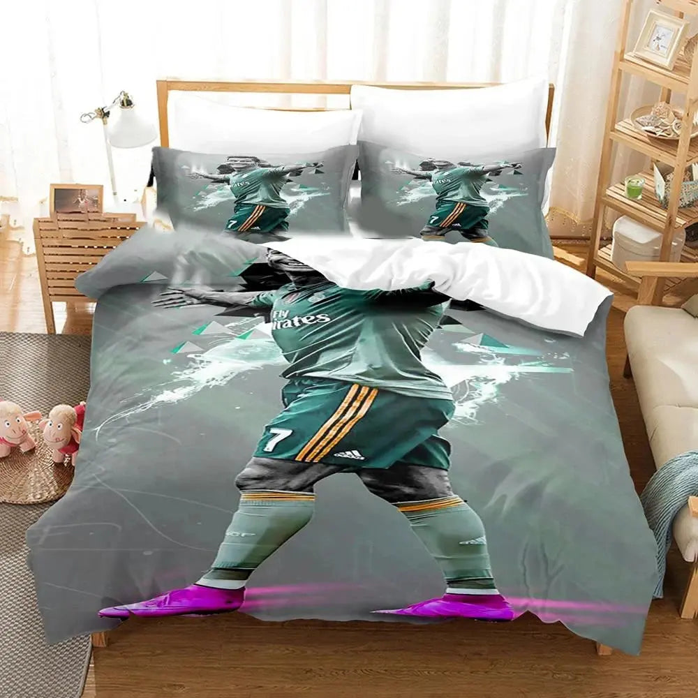 Football Star CR7 Soccer Bedding Set Boys Girls Twin Queen Size Duvet Cover Pillowcase Bed Boys Adult Fashion Home Textileextile Trikidsworld