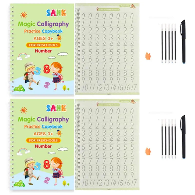 Sank Magic Practice Copybook Pen Preschools Kids Calligraphy English Verison Free Wiping Children Reusable Writing Book Trikidsworld