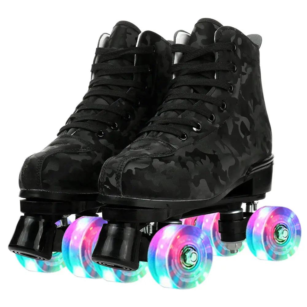 Outdoor Double Row Roller Skates – 4-Wheel Flashing Skates for All Ages Trikidsworld