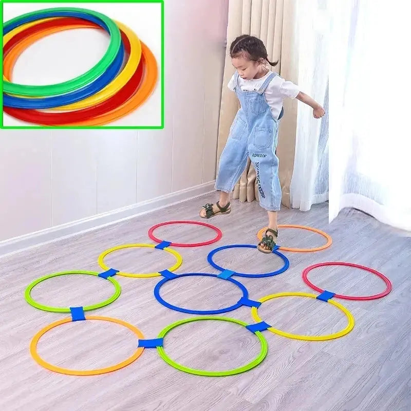Outdoor Kids Funny Physical Training Sport Toys Lattice Jump Ring Set Game with 10 Hoops 10 Connectors for Park Play Boys Girls Trikidsworld