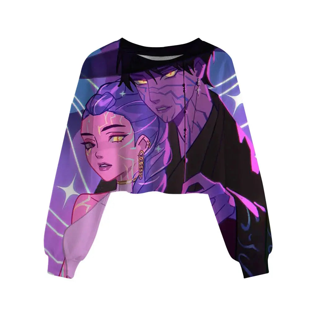 Casual Girls Movie Fans Gift Crop Hoodie Manga Kids Huntrix Kpop Demon Hunters Children's Sweatshirt Cute Tiger Hoody Trikidsworld