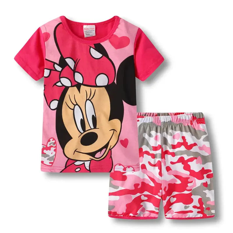 Summer Kids Pyjamas Children Sleepwear Baby Set Elsa Girls Minnie Short sleeved Pijamas Cotton Nightwear Clothes Pajamas Sets Trikidsworld