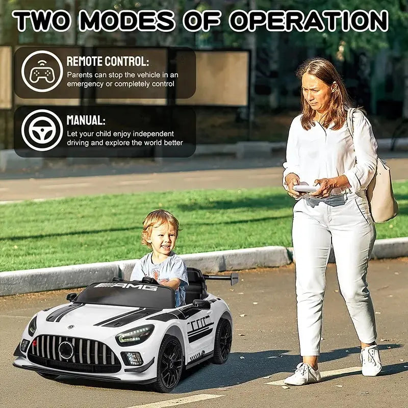 12V Licensed Mercedes-Benz GT3 Kids Ride on Car, Electric Vehicles for Kids Gifts,Ride on Toys with Remote Control, Music Trikidsworld