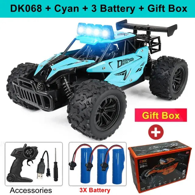 Remote Control Car RC Drift Racing 1:16 Vehicle Off Road Alloy 2.4G Radio High-Speed Trucks With LED Light Climbing Gift Kid Toy Trikidsworld