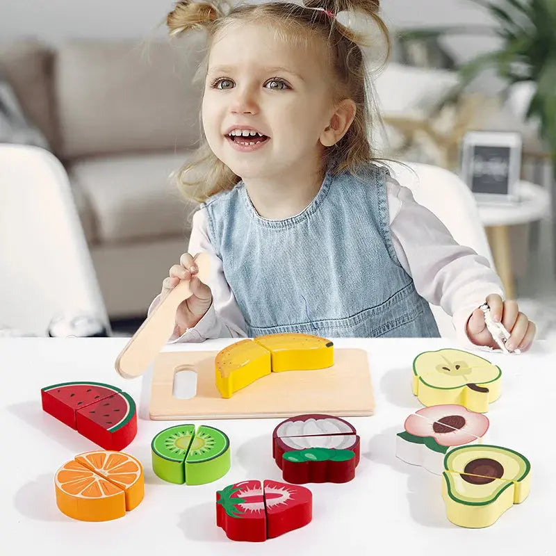 Wooden Montessori Cutting Set – Fruits, Food & Ice Cream Trikidsworld