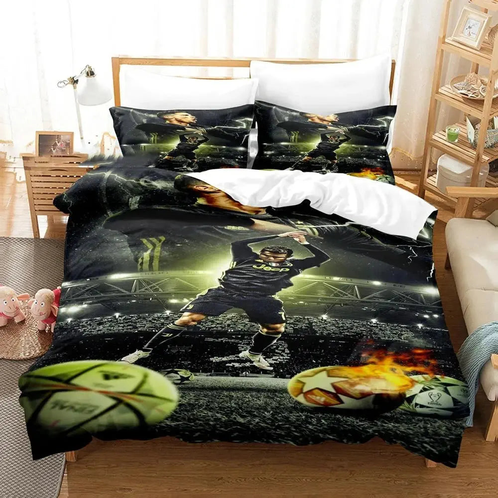 Football Star CR7 Soccer Bedding Set Boys Girls Twin Queen Size Duvet Cover Pillowcase Bed Boys Adult Fashion Home Textileextile Trikidsworld