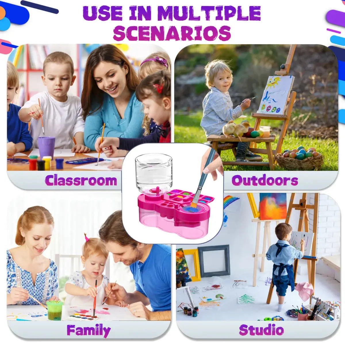 New Paint Brush Cleaner With Drain Button Automatic Water Circulation Paint Brush Cleaning Machine Cleaning Bucket Art Tools Trikidsworld