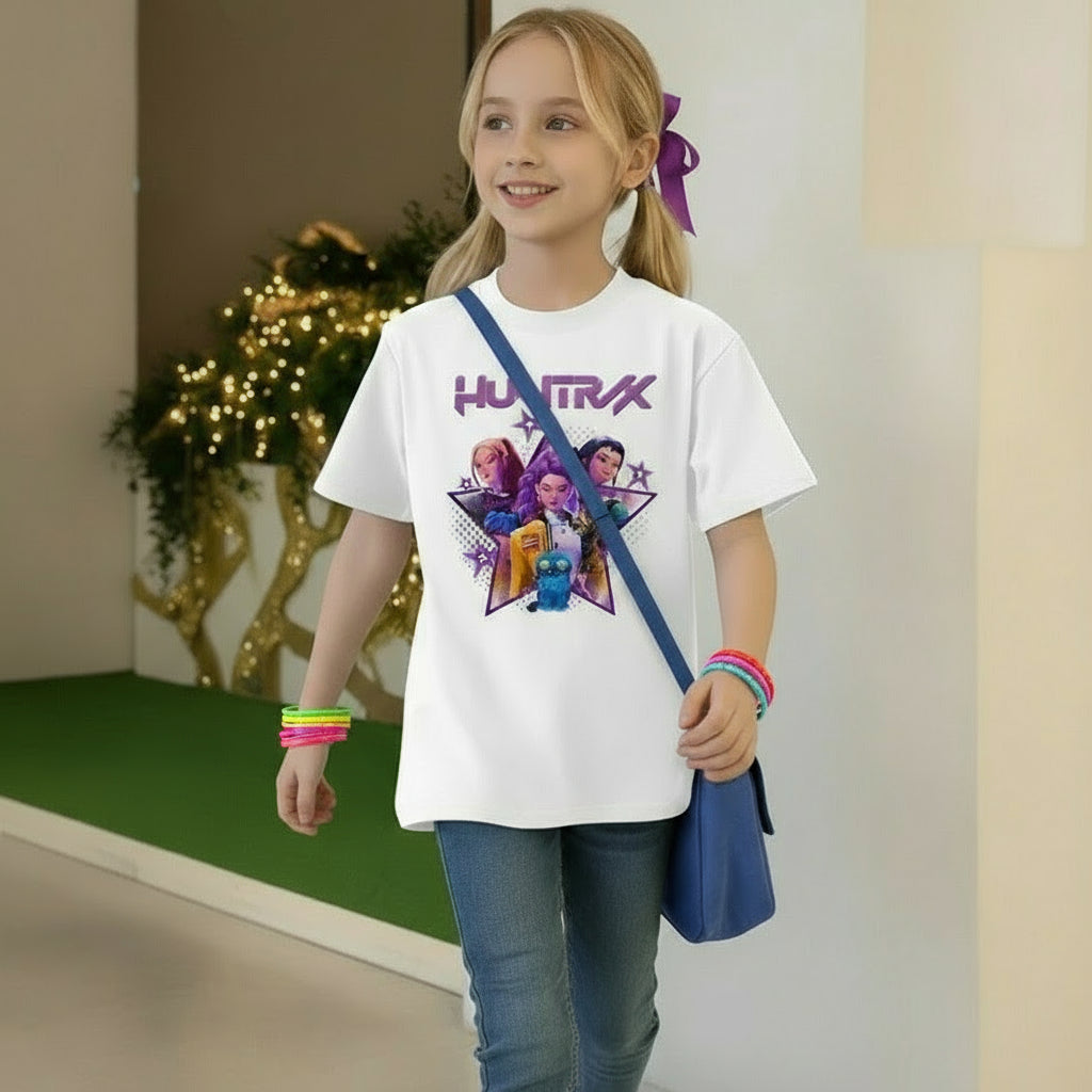Toddler Girl Clothes Kpop Demon Hunters Cartoon Tee Shirt Funny Gift for Fans Harajuku Cool Kids T-shirts Summer Tops Trikidsworld