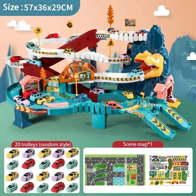 Electric Dinosaur Mountain Track Car Adventure Game Racing Rail Car Toys Track Interactive Train Children's Educational Toys Trikidsworld
