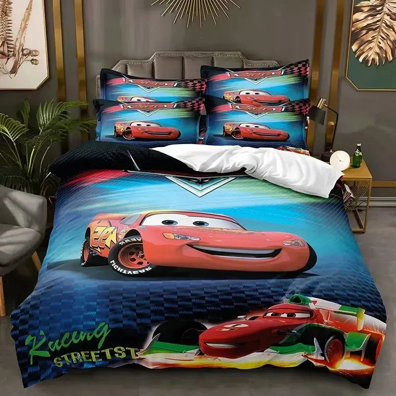 Cartoon Cars Bedding Set Lightning McQueen Duvet Cover Boy's Bedclothes Bed Linen Gift for Kids Trikidsworld