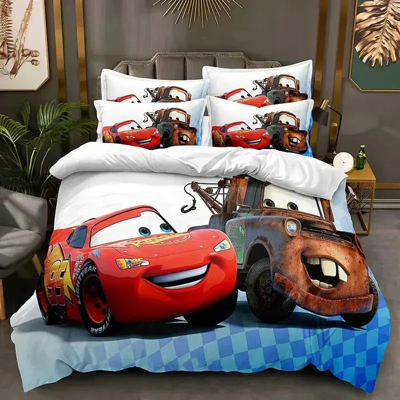 Cartoon Cars Bedding Set Lightning McQueen Duvet Cover Boy's Bedclothes Bed Linen Gift for Kids Trikidsworld