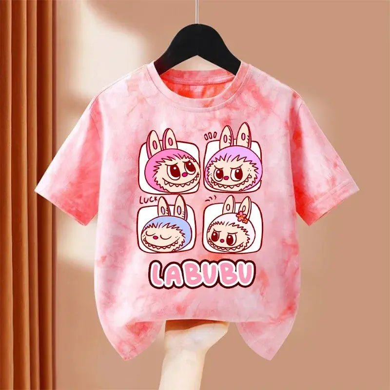 Girls Boys Children Cartoon Tie-dye Short Sleeve T-shirt Summer Cartoon Cotton Clothes Kids Cute Tee Top Birthday Gifts Trikidsworld