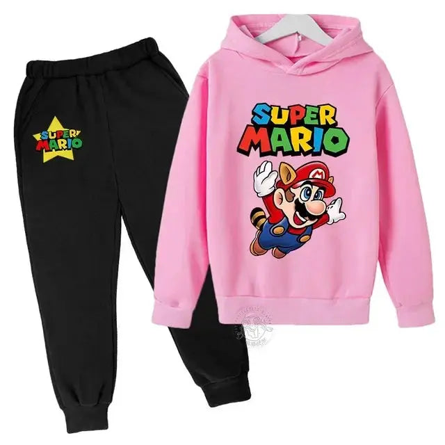 Super Mario Bros Boy Girl Hoodie Suit Spring Autumn Kids Hooded Sportswear Setspants Boys Pokemon Clothes 2-14 Years Children's Trikidsworld