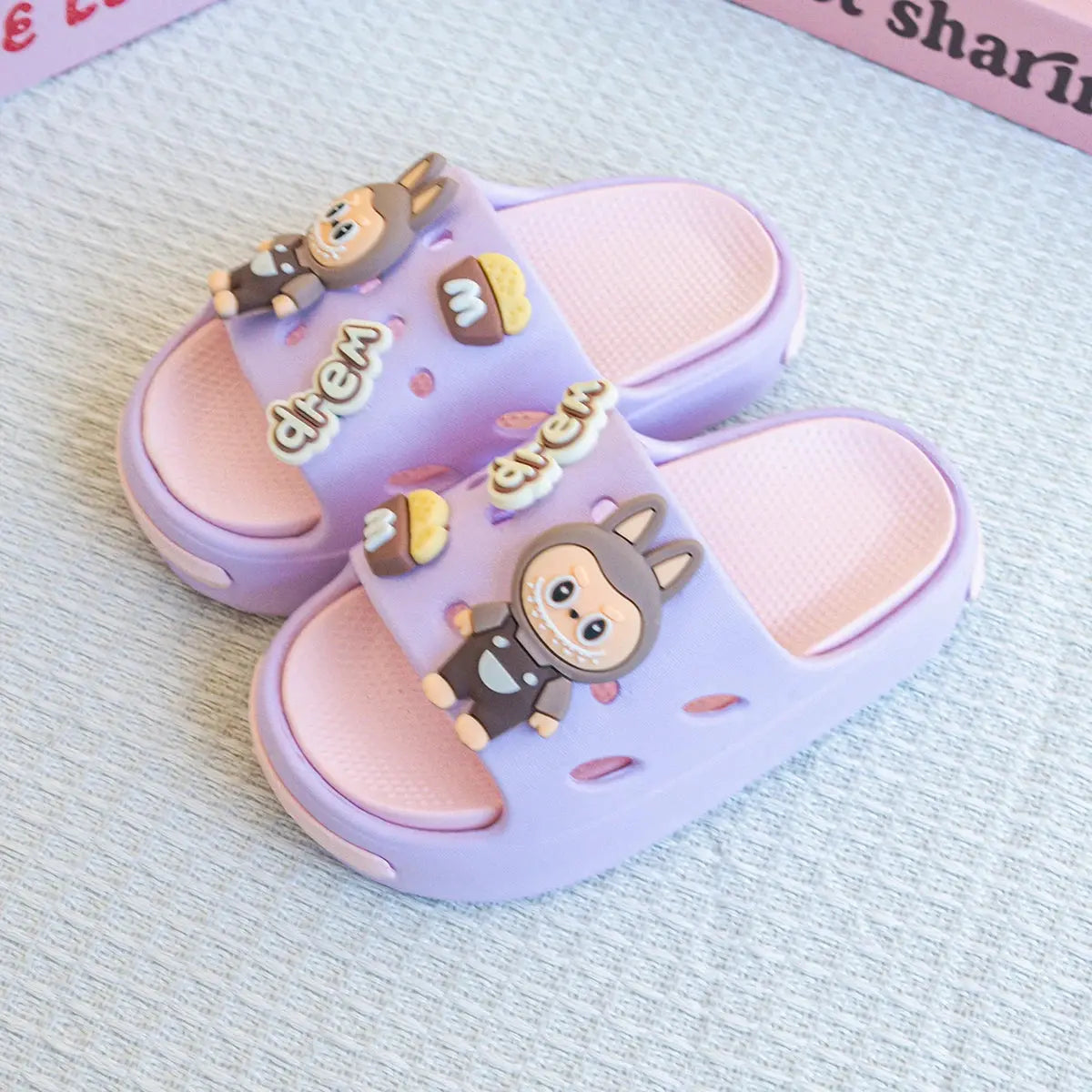 New Popular Cartoon Letters Versatile Eva Slippers for Boys and Girls, Fashionable Double Soft-Soled Non-Slip Sandals 831 Trikidsworld