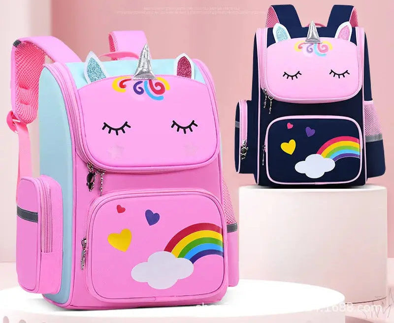 Promotion 2025 Classic Cartoon Primary School Student Backpack Unicorn Ridge Protection Reduce Burden 1-3-6 Grades Space Bag Trikidsworld