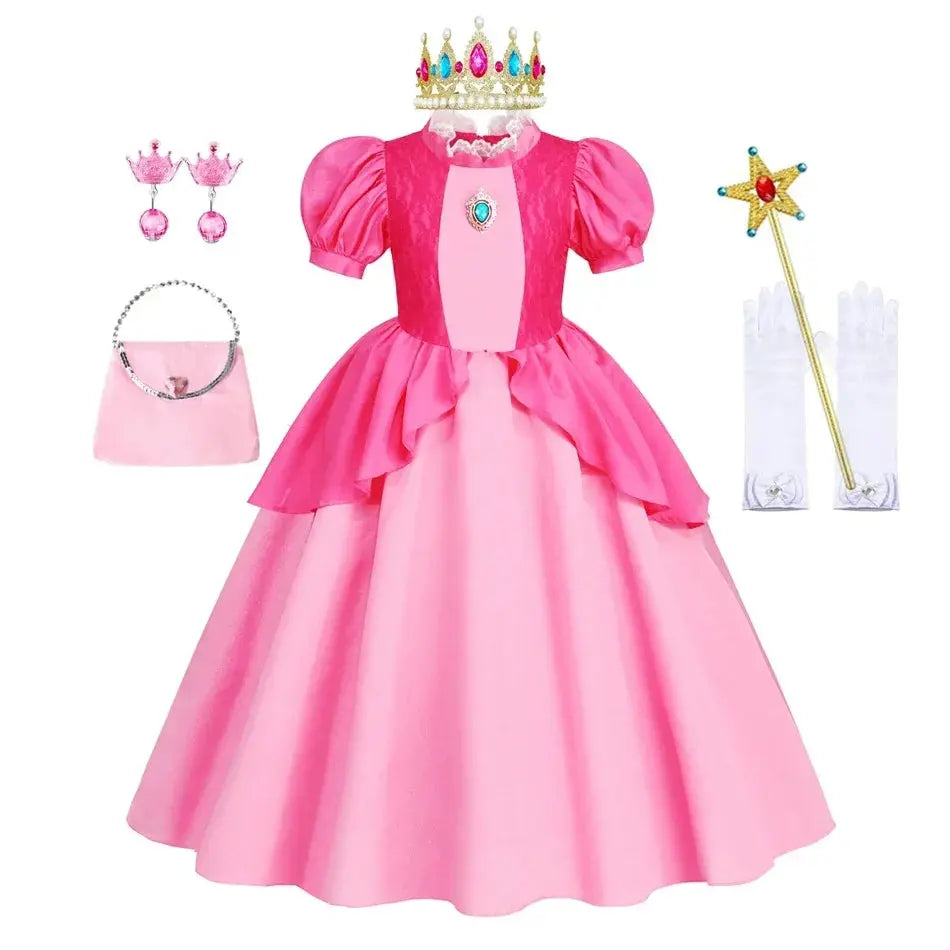 Peach Costume Girl Rosalina Dress Daisy Cosplay Children Birthday Party Dresses for Girls Trikidsworld