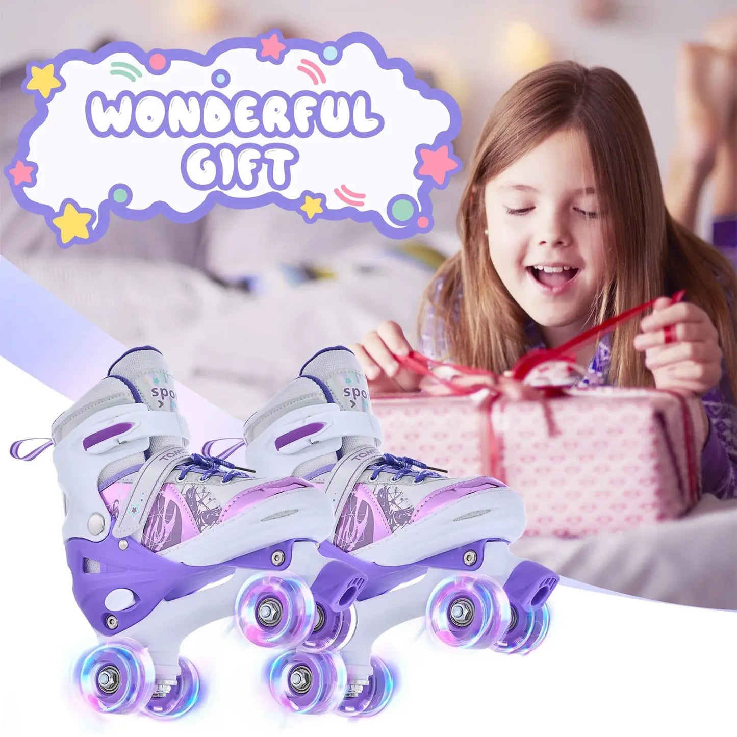 Adjustable Light-Up Roller Skates for Kids – Girls & Boys 4 Sizes Trikidsworld