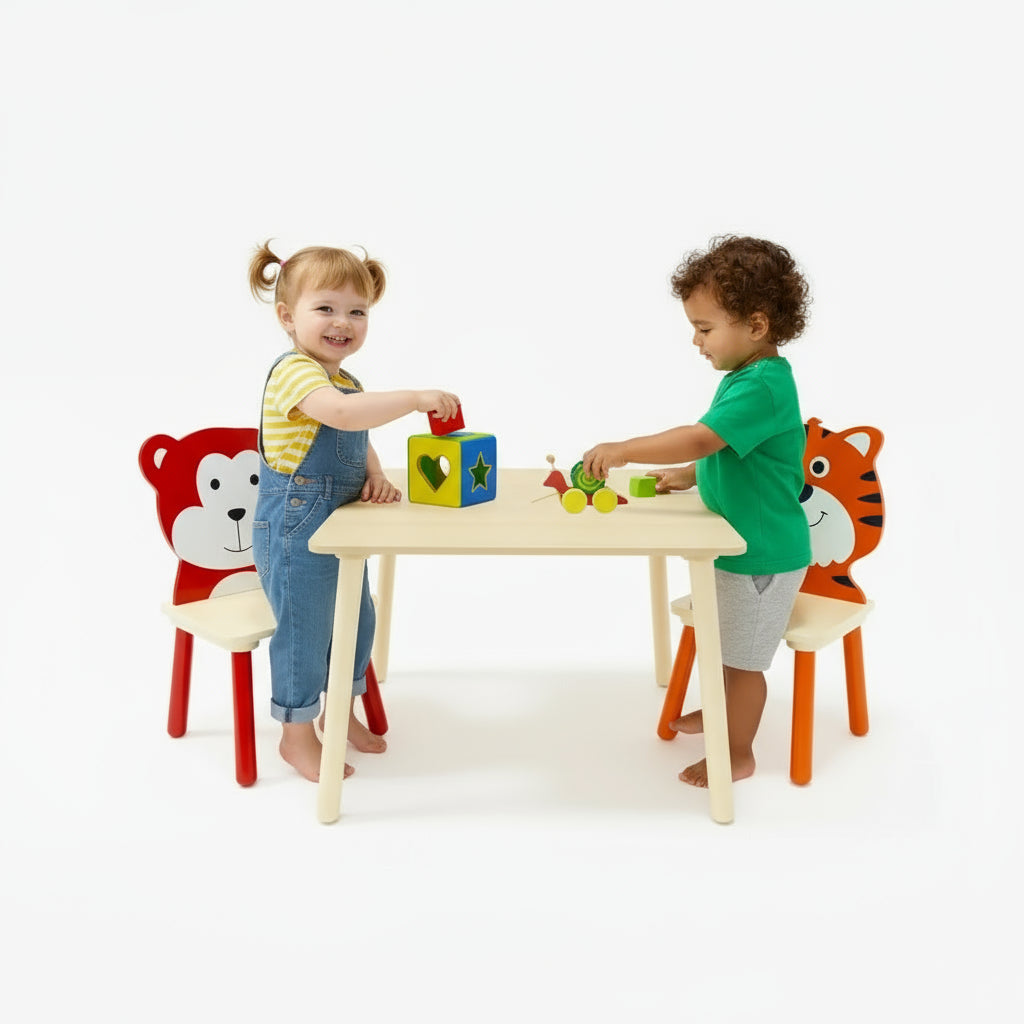 Wooden Kids Table & Chair Set – 2 Chairs for Reading & Play Trikidsworld