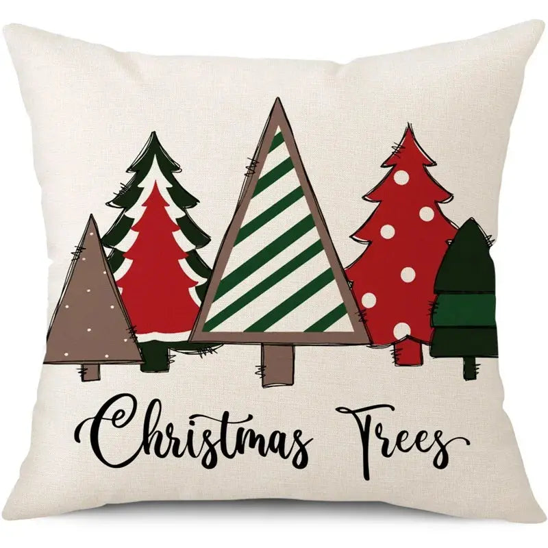 45cm Merry Christmas Cushion Cover Pillowcase 2024 Christmas Decorations for Home Ornament Happy New Year Christmas Decor 2025 Trikidsworld