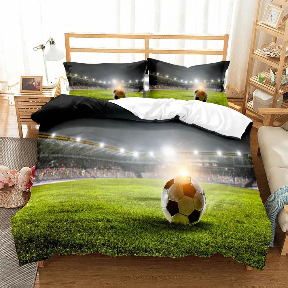 Watercolor Soccer Children Duvet Cover Set King Queen Double Full Twin Single Size Bed Linen Set Trikidsworld
