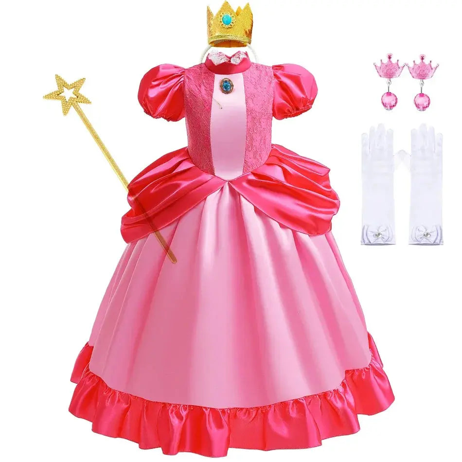 Peach Costume Girl Rosalina Dress Daisy Cosplay Children Birthday Party Dresses for Girls Trikidsworld