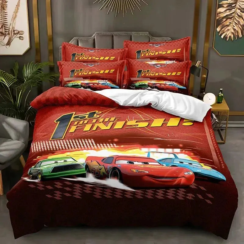 Cartoon Cars Bedding Set Lightning McQueen Duvet Cover Boy's Bedclothes Bed Linen Gift for Kids Trikidsworld