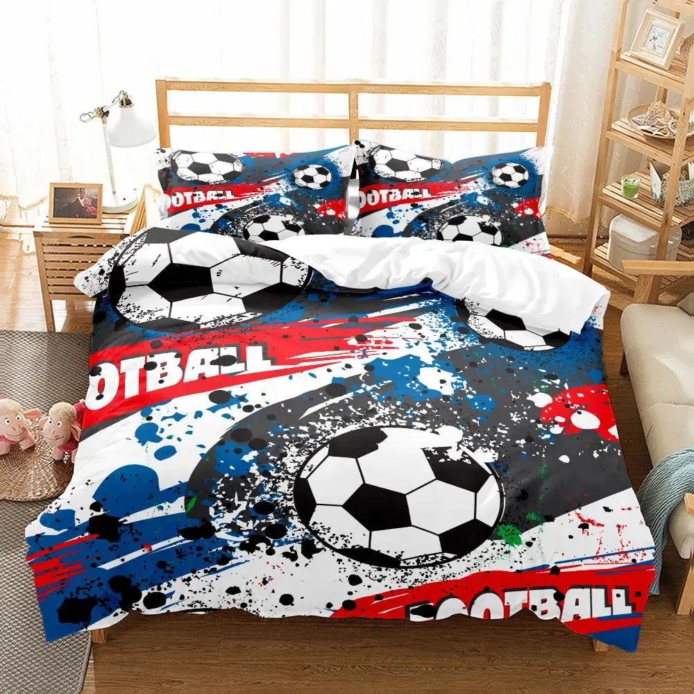 Watercolor Soccer Children Duvet Cover Set King Queen Double Full Twin Single Size Bed Linen Set Trikidsworld