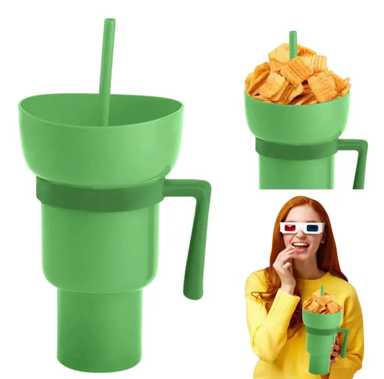 New 2 IN 1 Creative Popcorn Snack Cup Integrated Beverage Cup With Handle Portable Beverage Cup Novel Design And Many Functions Trikidsworld