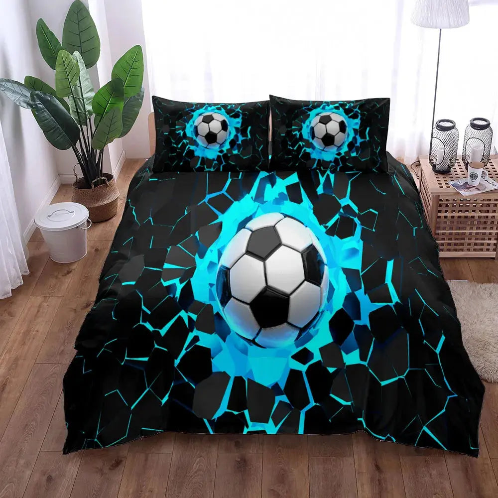 Watercolor Soccer Children Duvet Cover Set King Queen Double Full Twin Single Size Bed Linen Set Trikidsworld