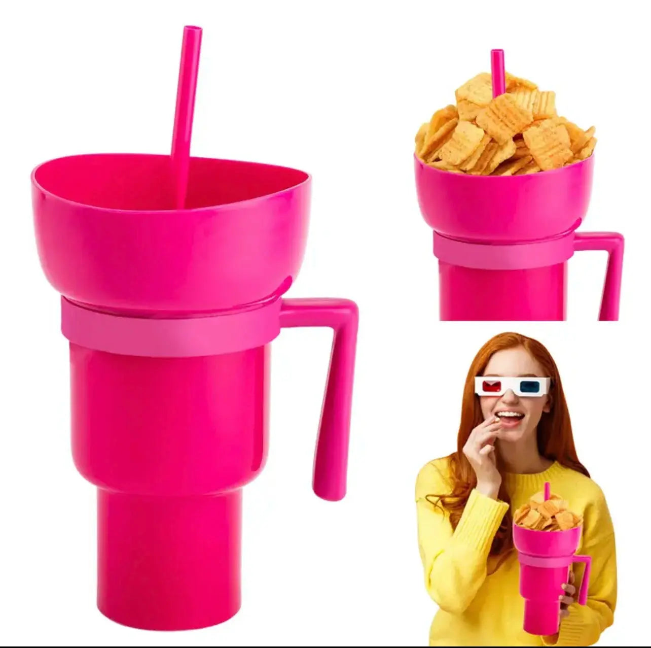 New 2 IN 1 Creative Popcorn Snack Cup Integrated Beverage Cup With Handle Portable Beverage Cup Novel Design And Many Functions Trikidsworld