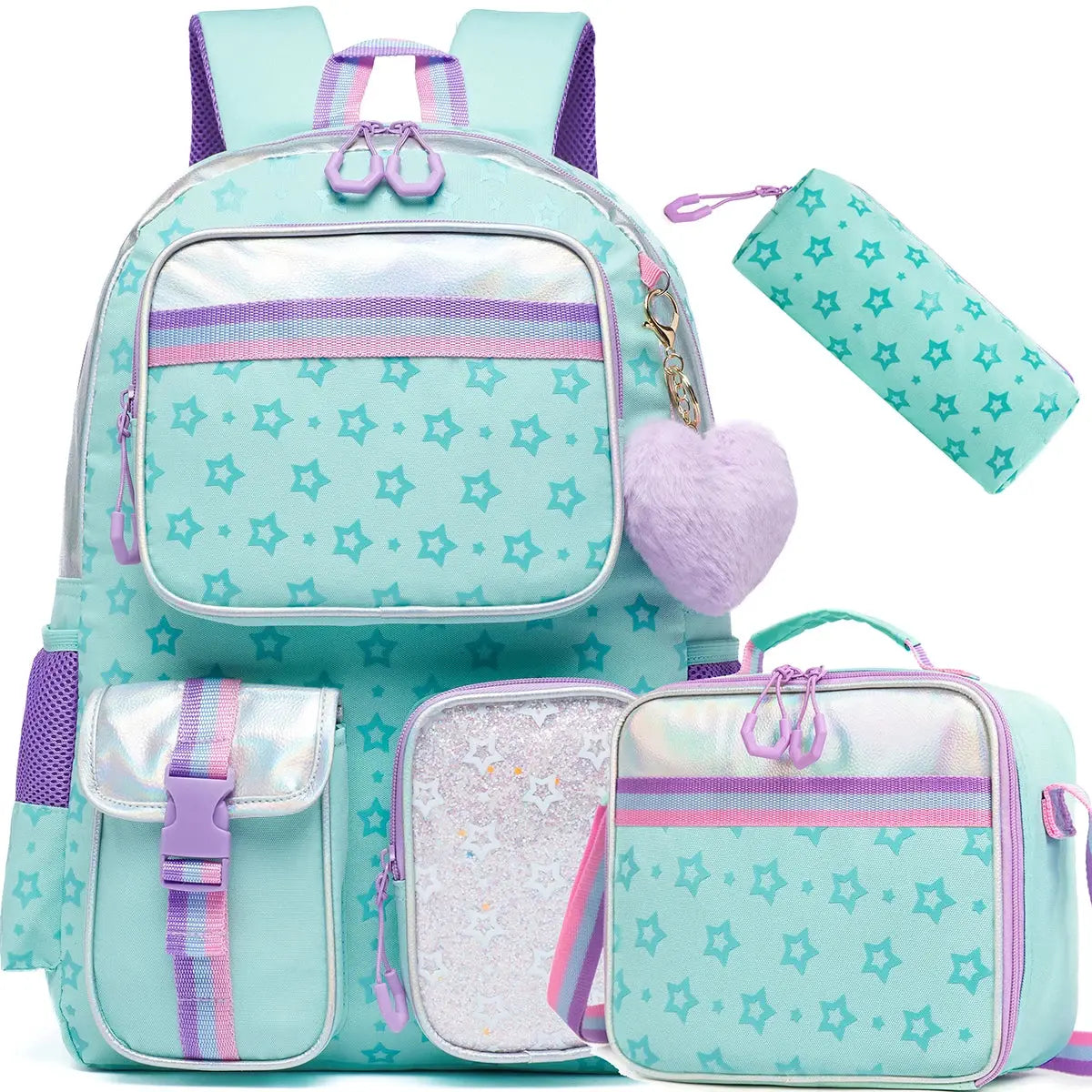 Meetbelify Backpack for Girls Schoolbag Aesthetic Backpack for Elementary Student Teen Girls Bookbag with Lunchbox and Penbag Trikidsworld