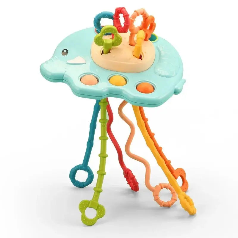 Baby Montessori Pull String Sensory Toys – Teething & Activity Silicone Toys for 6-12 Months Trikidsworld