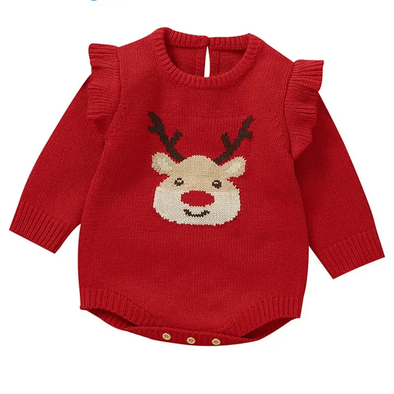 2025 Christmas Baby unisex Jumpsuit Green Newborn Cute Clothes Autumn Winter Boys Girls Round Neck Christmas Gift Knit Bodysuit Trikidsworld